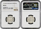 1 korona Hungary 1915 KB, NGC MS63, Emperor Franz Joseph I (1848 - 1916) -