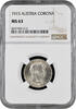 1 corona Austria 1915, NGC MS63, Emperor Franz Joseph I (1848 - 1916) -