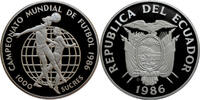 1000 sucres Ecuador 1986, PROOF, 1986 FIFA World Cup /two players/ -