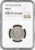 20 centimes Belgium 1861, NGC MS63, King Leopold I (1832 - 1865) -