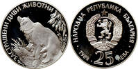 25 leva Bulgaria 1989, PROOF, Endangered Animals - Brown bear -