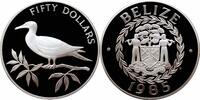 50 dollars Belize 1985, PROOF, Bird Conservation - Red-footed Booby silver -