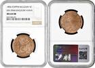 5 centimes Belgium 1856, NGC MS64 RB, 25th Anniversary of Kingdom Pop 4/1 -