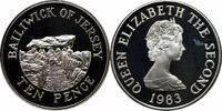 10 pence Jersey 1983, PROOF, The Dolmen at Faldouet silver coin -