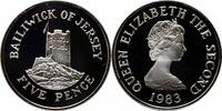 5 pence Jersey 1983, PROOF, Seymour Tower silver coin -
