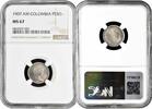 1 peso Colombia 1907 AM, NGC MS67, República de Colombia (1886 - 1914) Pop 1/2 -