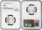 1 lira Turkey 1948, NGC MS62, Republic of Turkey (1934 - 1980) silver coin -
