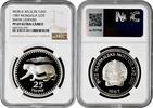 25 tugrik Mongolia 1987, NGC PF69 UC, World Wildlife Fund - Snow Leopard -