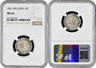 10 centimes Belgium 1861, NGC MS66, King Leopold I (1832 - 1865) Pop 4/1 -