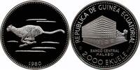2000 ekuele Equatorial Guinea 1980, PROOF, Cheetah silver coin -