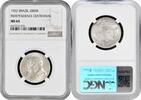 2000 reis Brazil 1922, NGC MS64, Independence Centennial silver coin -