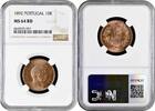 10 reis Portugal 1892, NGC MS64 RD, King Carlos I (1889 - 1908) -