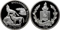 250 tugrik Mongolia 1992, PROOF, Endangered Wildlife - Wolf silver coin -