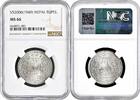 1 rupee Nepal 1949, NGC MS66, King Tribhuwan Bir Bikram (1911 - 1955) Top Pop -
