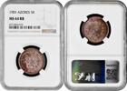 5 reis Azores 1901, NGC MS64 RB, Portuguese Administration (1848 - 1901) -