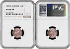 1/4 kreuzer Austria 1851 A, NGC MS66 RB, Franz Joseph I (1848 - 1916) Top Pop -
