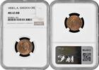 ore Sweden 1 ore A., NGC MS63 RB, King Oscar I (1844 - 1859) -