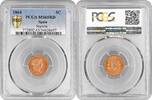 5 centimos Spain 1864, PCGS MS65 RD, Queen Isabel II (1847 - 1864) Top Pop -