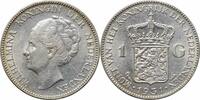 1 gulden Netherlands 1931, UNC, Queen Wilhelmina (1890 - 1948) silver coin -