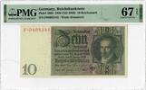 10 Reichsmark Germany 1929 (ND 1945), PMG 67 EPQ, Reichsbanknote Pick# 180b -