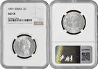 2 dinara Serbia 1897, NGC AU58, King Alexander I (1889 - 1903) silver coin -