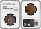 10 centimos Andorra 1873, NGC MS63 BN, Revolution Issue - Cooper -
