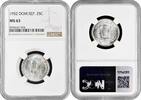 25 centavos Dominican Republic  1952, NGC MS63, Republic (1937 - 2023) silver