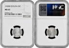 25 cents Ceylon 1920 B, NGC MS63, King George V (1911 - 1936) silver coin -