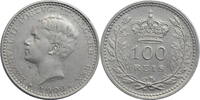100 reis Portugal 1909, AU, King Manuel II (1908 - 1910) -