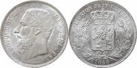 5 francs Belgium Pos A, UNC, King Leopold II (1865 - 1909) Small Head -