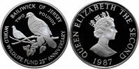 2 pounds Jersey 1987, PROOF, 25th Anniversary - World Wildlife Fund -