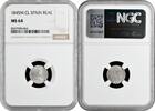 1 real Spain CL, NGC MS64, Queen Isabel II (1847 - 1864) Top Pop 2/0 -