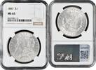 1 Dollar USA 1887, NGC MS65, Morgan Dollar silver coin -