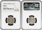 20 pfennig Germany 1887 A, NGC MS65, German Empire (1871 - 1922) -