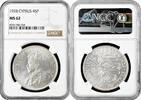 45 piastres Cyprus 1928, NGC MS62, 50th Anniv. - English Cyprus silver coin -