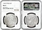 45 piastres Cyprus 1928, NGC MS61, 50th Anniv. - English Cyprus silver coin -