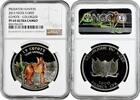 1000 francs Niger 2013, NGC PF69 UC, Predators - Coyote colorized silver coin -