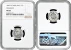 EUROPE 25 cents Netherlands 1849, NGC MS65, King William II (1840 - 1849) Pop 2/1 -