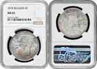 EUROPE 5 francs Belgium 1874, NGC MS62, King Leopold II (1865 - 1909) silver coin -
