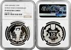 EUROPE 10 hryven Ukraine 2000, NGC PF68 UC, World War II Anniversary silver coin -