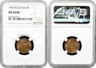 EUROPE 2 aurar Iceland 1942, NGS MS64 BN, King Christian X (1922 - 1943) -