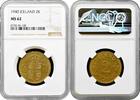 EUROPE 2 kronur Iceland 1940, NGC MS62, King Christian X (1922 - 1943) -