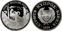 EUROPE 1 pound Cyprus 1986, PROOF, World Wildlife Fund - Mouflon silver coin -