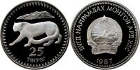 ASIA 25 tugrik Mongolia 1987, PROOF, World Wildlife Fund - Snow Leopard -