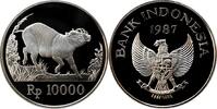 ASIA 10000 rupiah Indonesia 1987, PROOF, Wildlife - Wild Boad silver coin -