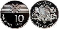 10 latu Latvia 1993, PROOF, 75th Anniversary - Republic of Latvia -