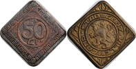 50 centimes Belgium 1915, AU, Ghent - WW1 German Occupation Coinage -