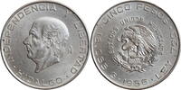 5 pesos Mexico 1956, UNC, Independence hero Miguel Hidalgo y Costilla -
