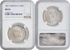 500 reis Portugal 1891, NGC MS63, King Carlos I (1889 - 1908) -