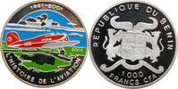 1000 francs Benin 2002, PROOF, History of Aviation - Lockheed Orion -